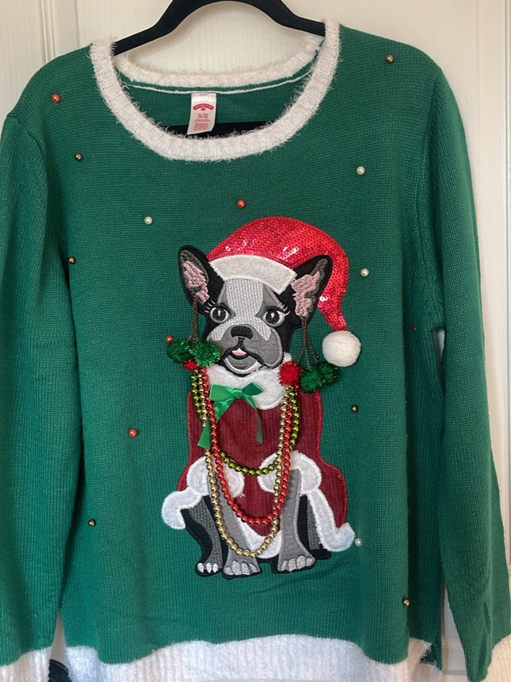 Holiday Time Green and White Holiday Pet Sweater